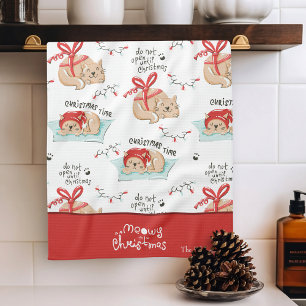 Paño De Cocina Patrón de gato gatito kitty Meowy Navidades