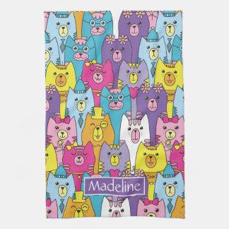 Paño De Cocina Patrón de gatos de Personalizado con colores corto