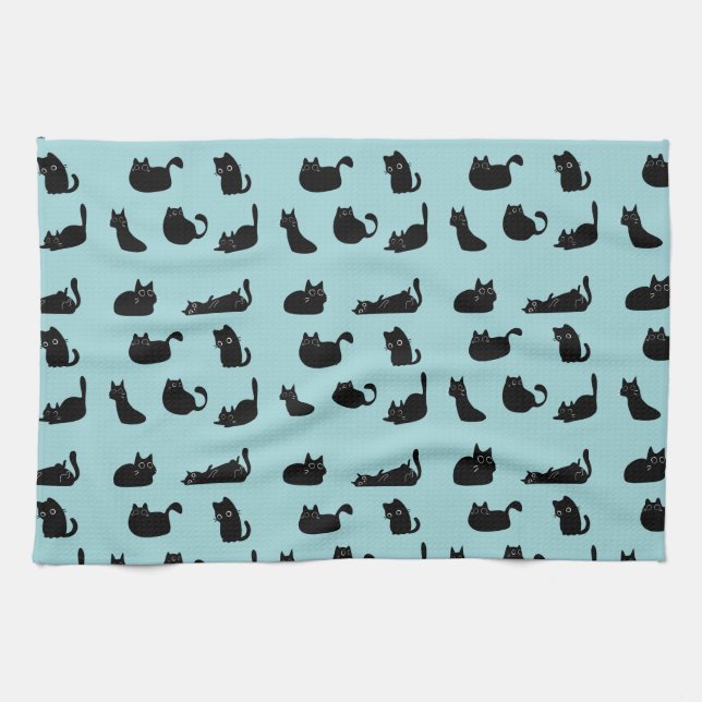 Paño De Cocina Patrón de Gatos Negros (Horizontal)