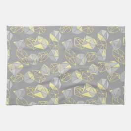 Paño De Cocina Patrón de gemas geométricos modernos gris y amaril