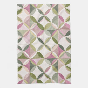 Paño De Cocina Patrón de geometría floral pastel Cottagecore
