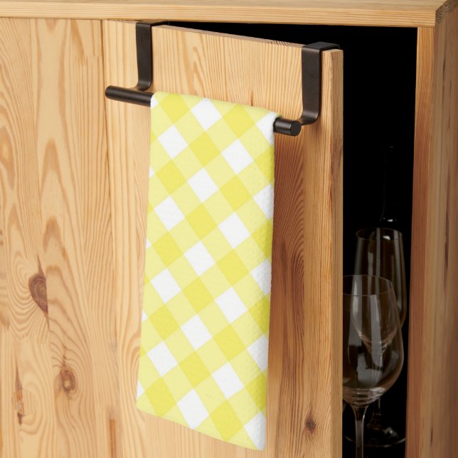 Paño De Cocina Patrón de Gingham amarillo Sunny (Pliegue de tercios)