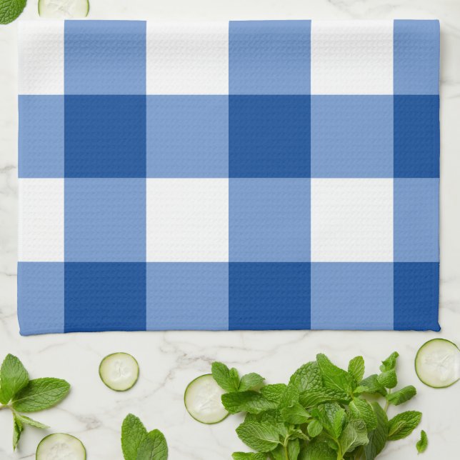 Paño De Cocina Patrón de gingham azul (Doblado)
