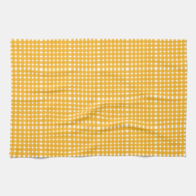 Paño De Cocina Patrón de Gingham blanco amarillo (Horizontal)