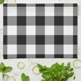 Paño De Cocina Patrón de Gingham blanco y negro