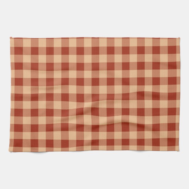 Paño De Cocina Patrón de Gingham controlado de Brown (Horizontal)