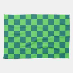 Paño De Cocina Patrón de Gingham de Blue Green Checkered