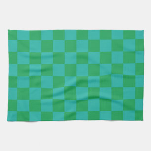 Paño De Cocina Patrón de Gingham de Green Blue Checkered
