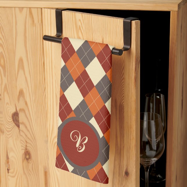 Paño De Cocina Patrón de gingham de otoño  (Pliegue de tercios)