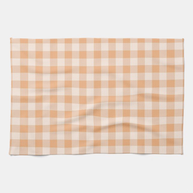 Paño De Cocina Patrón de Gingham de Peach White Checkered (Horizontal)