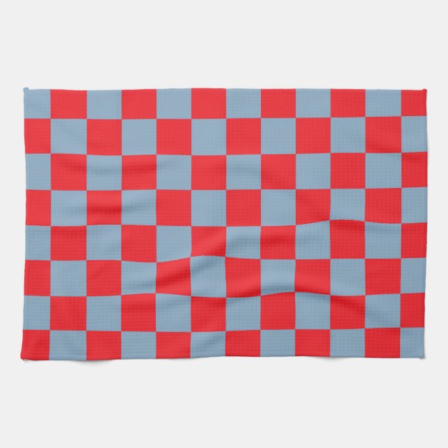 Paño De Cocina Patrón de Gingham de Red Blue Checkered (Horizontal)