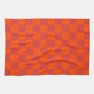 Paño De Cocina Patrón de Gingham de Red Checkered naranja