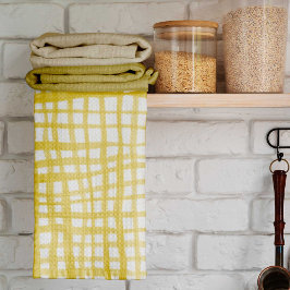 Paño De Cocina Patrón de Gingham en amarillo