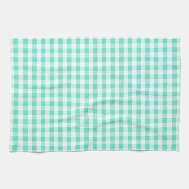 Paño De Cocina Patrón de Gingham verde y blanco (Horizontal)