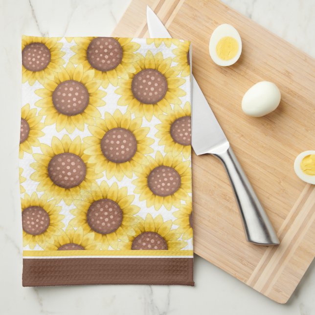 Paño De Cocina Patrón de girasol (Doblado Cuarto)