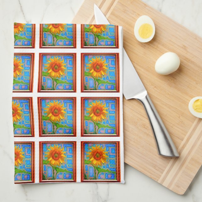 Paño De Cocina Patrón de girasol (Doblado Cuarto)