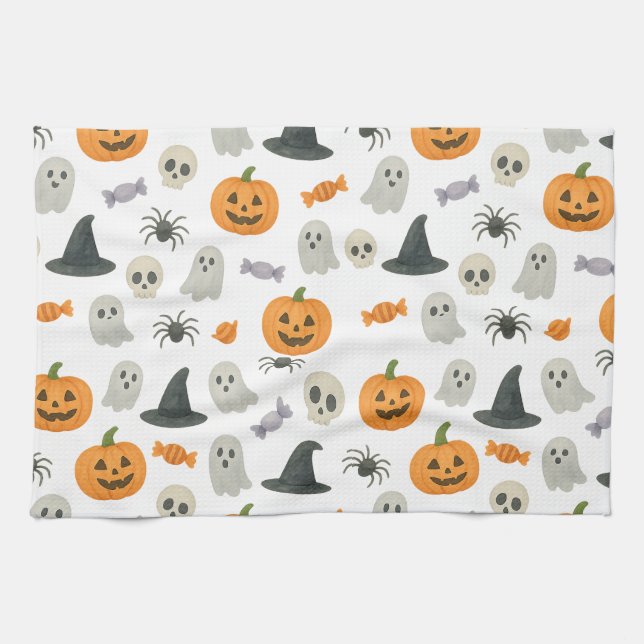 Paño De Cocina Patrón de Halloween (Horizontal)