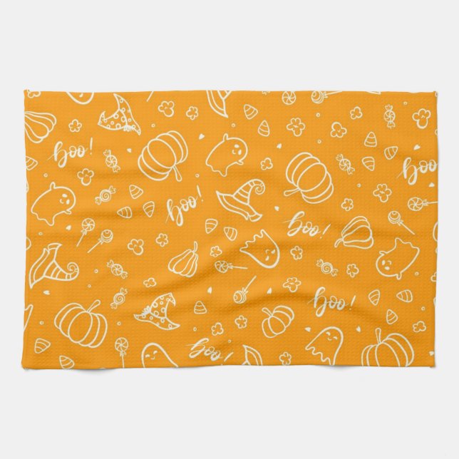 Paño De Cocina Patrón de Halloween (Horizontal)