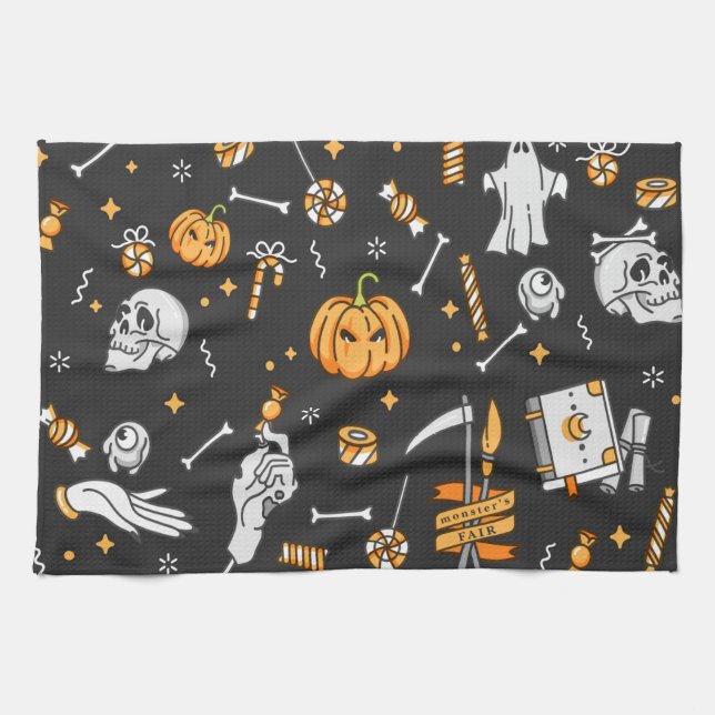 Paño De Cocina Patrón de Halloween 2 (Horizontal)
