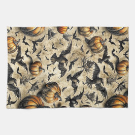 Paño De Cocina Patrón de Halloween de calabazas, cuerdas y murcié