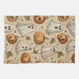 Paño De Cocina Patrón de Halloween de fantasías y calabazas