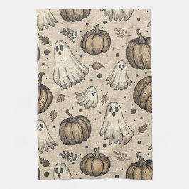 Paño De Cocina Patrón de Halloween de fantasías y calabazas (2)