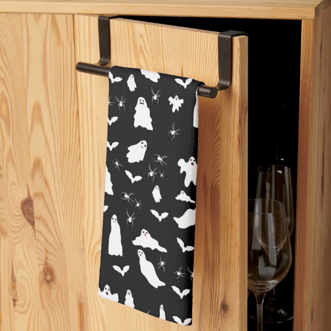 Paño De Cocina Patrón de Halloween de Fantasma Cuta, Bats & Spide (Pliegue de tercios)
