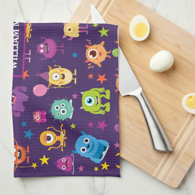 Paño De Cocina Patrón de Halloween de Monstruo de Disfraces Cutos (Doblado Cuarto)