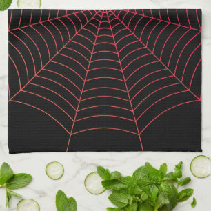 Paño De Cocina Patrón de Halloween en la telaraña roja negra