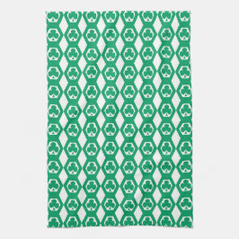 Paño De Cocina Patrón de hexágono blanco verde trébol