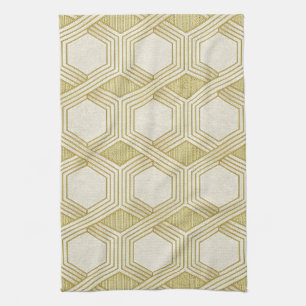 Paño De Cocina Patrón de Hexágono de Oro Lujoso - Textura de Márm