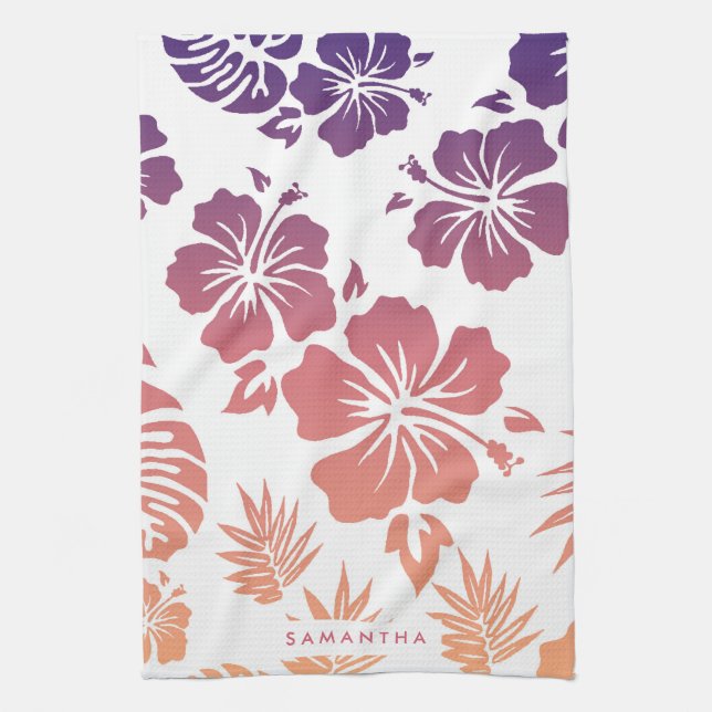 Paño De Cocina Patrón de Hibiscus (Vertical)