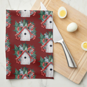 Paño De Cocina Patrón de hogar de Navidades acuarelas