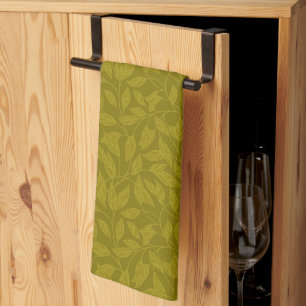 Paño De Cocina Patrón de hoja botánica verde oliva con vid