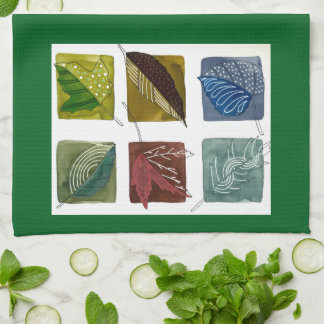 Paño De Cocina Patrón de hoja de vegetación botánica moderna