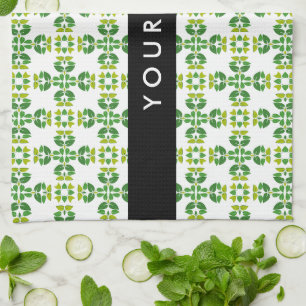 Paño De Cocina Patrón de Hoja, Hojas Verdes, Tu Nombre