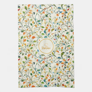 Paño De Cocina Patrón de hojas de paisley coloridas de inspiració