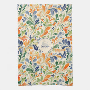 Paño De Cocina Patrón de hojas de paisley coloridas de inspiració