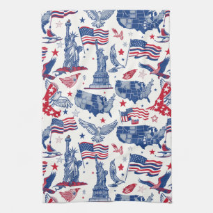 Paño De Cocina Patrón de iconos patrióticos - Estatua de la liber