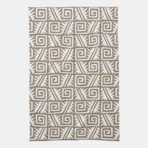 Paño De Cocina Patrón de Ikat Aztec - Taupe Tan y Cream