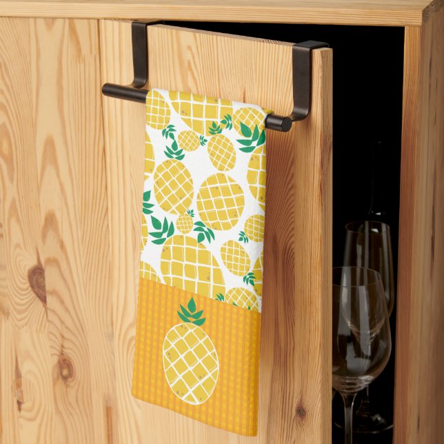 Paño De Cocina Patrón de Ilustracion de piña tropical (Pliegue de tercios)