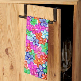 Paño De Cocina Patrón de Ilustracion floral de flores multicolore