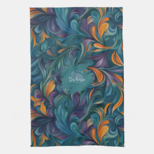 Paño De Cocina Patrón de inspiración Paisley-abstracta vibrante (
