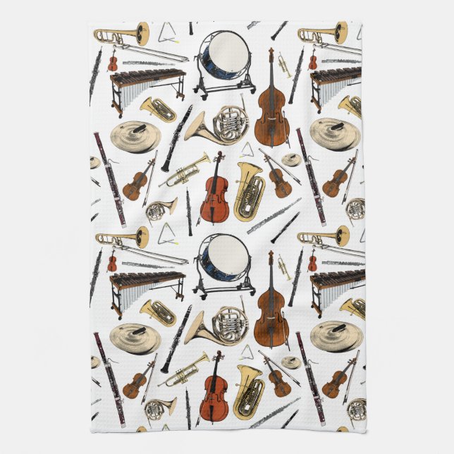 Paño De Cocina Patrón de instrumentos de orquesta (Vertical)