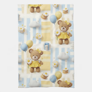Paño De Cocina Patrón de jardín de margaritas de osito de peluche