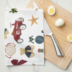 Paño De Cocina Patrón de juguetes navideños vintage