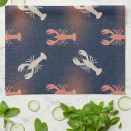 Paño De Cocina Patrón de langosta costera - verano náutico de mar