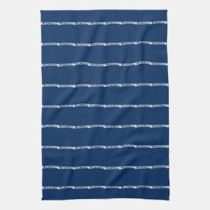 Paño De Cocina Patrón de las cuerdas náuticas azul marino azul