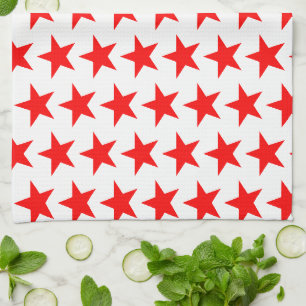 Paño De Cocina Patrón de las estrellas rojas