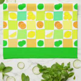 Paño De Cocina Patrón de Lima Limón y Naranjas Borde Verde
